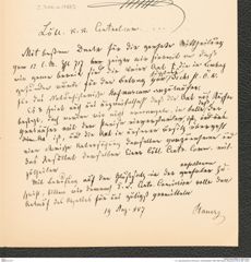 k.k. naturhistorisches Hofmuseum, Intendanzakten 1885-1896 (Hauer), Aktenzahl Z.344.a/1887, Seite 1